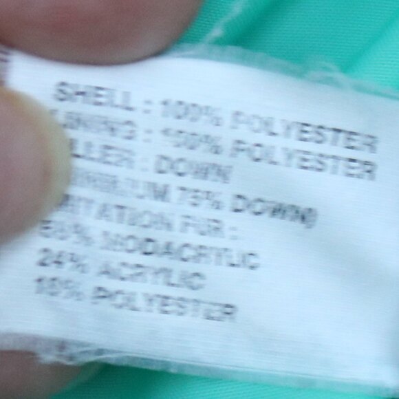 GAP Mint Green Fleece Lined Removable Fur Hood Down Insulated Puffer Vest Sz XL - Picture 12 of 12